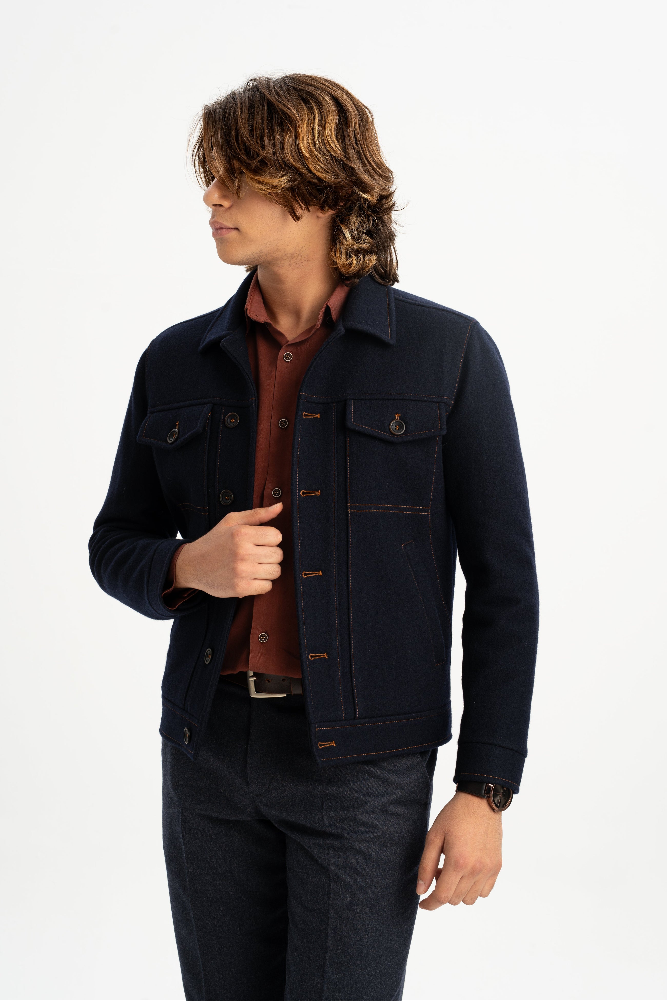 ASSOS Lacivert Yünlü Astarlı Ceket