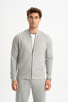 ÇAKIR Gri Melanj Fermuarlı Sweatshirt