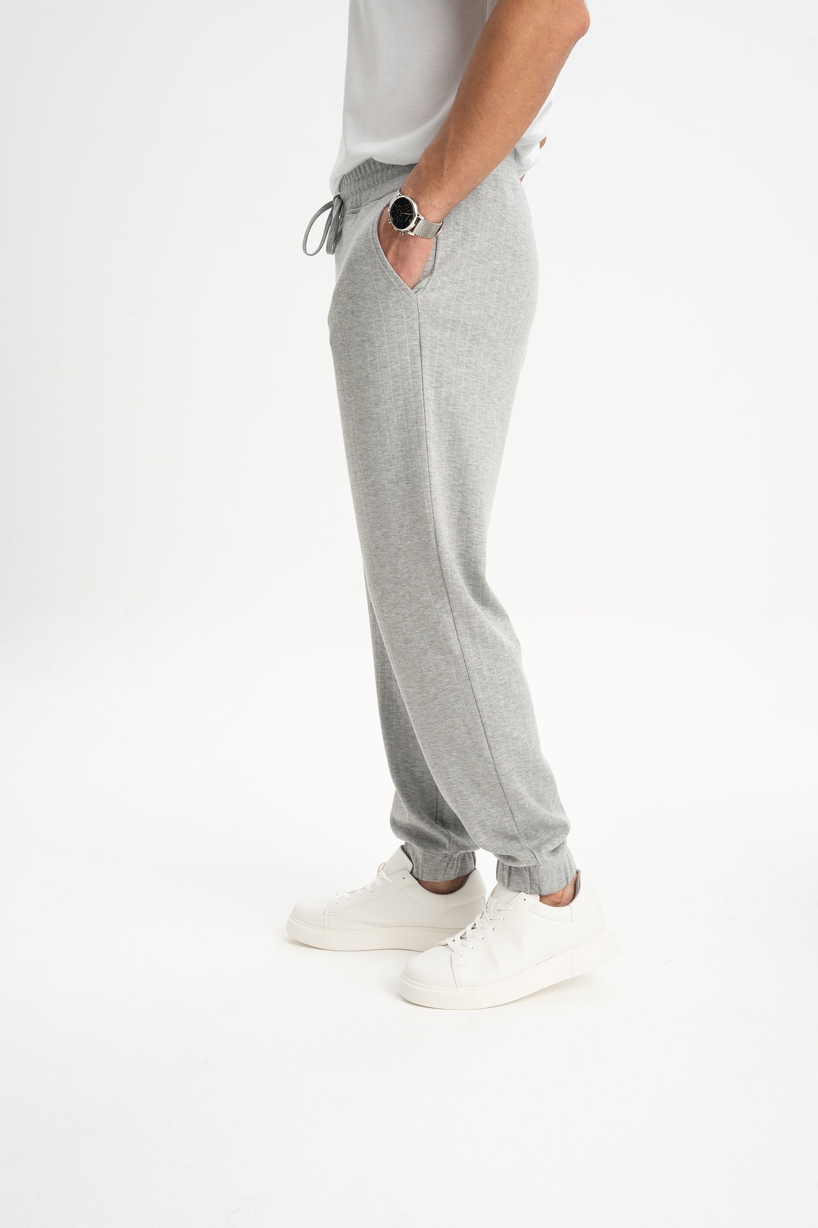 BIGA Gri Melanj Paçası Lastikli Pantolon