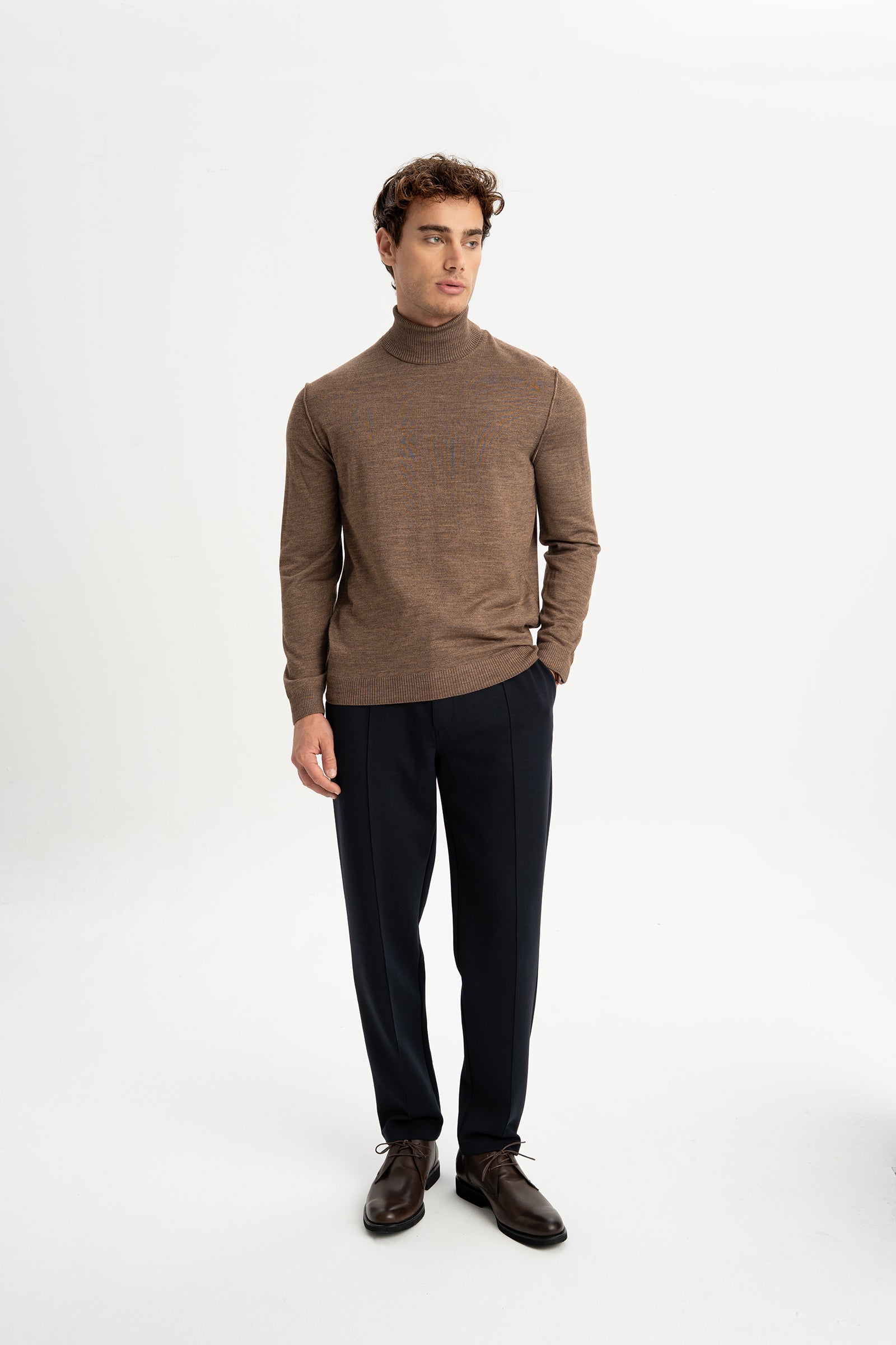 LAPSEKİ Vizon Yün Balıkçı Yaka Uzun Kollu Kazak