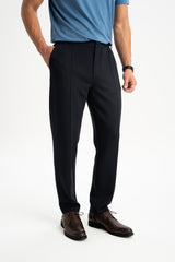 TONGURLU Navy Blue Knitted Chino Trousers