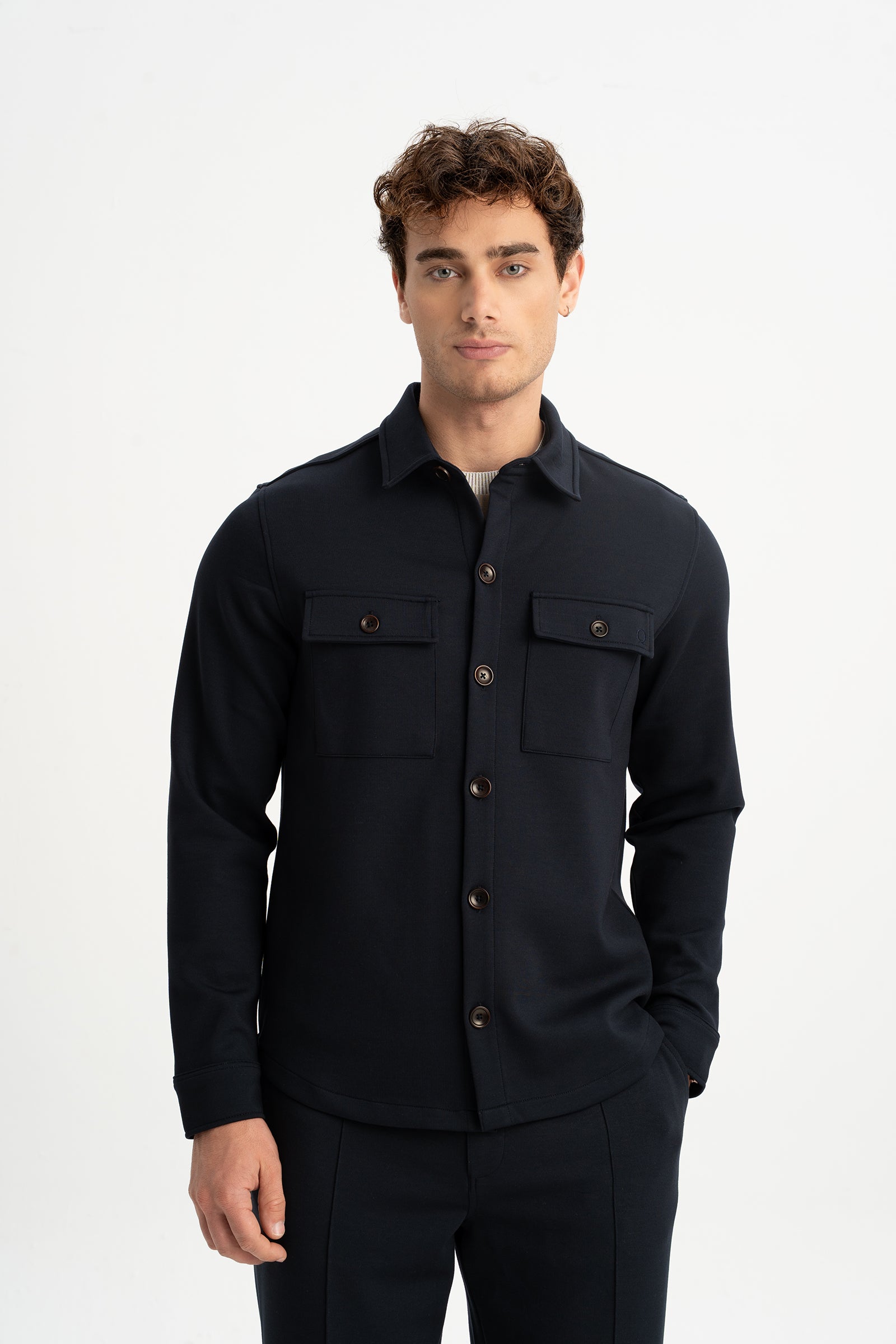 ETİLİ Lacivert Örme Gömlek