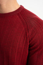 ÇARDAK Bordo Yün Karışımlı Bisiklet Yaka Uzun Kollu Jakarlı Triko Kazak