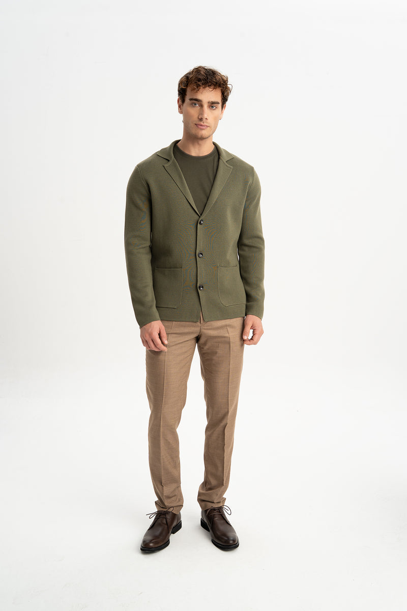 DEREOBA Haki Triko Blazer Ceket