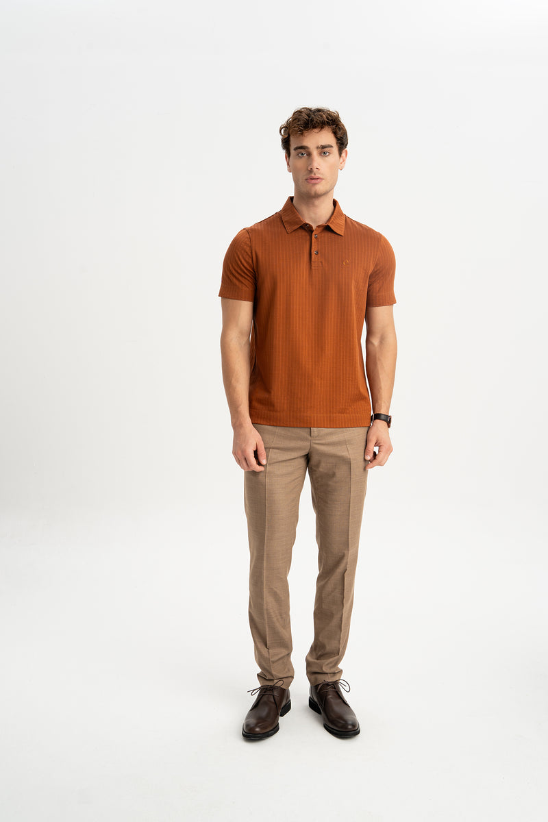 BELEN Taba Merserize Kısa Kollu Polo Shirt