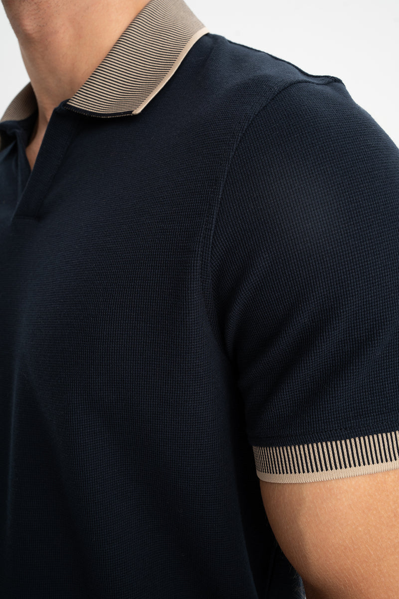 KALKIM Lacivert Merserize Kısa Kollu Polo Shirt