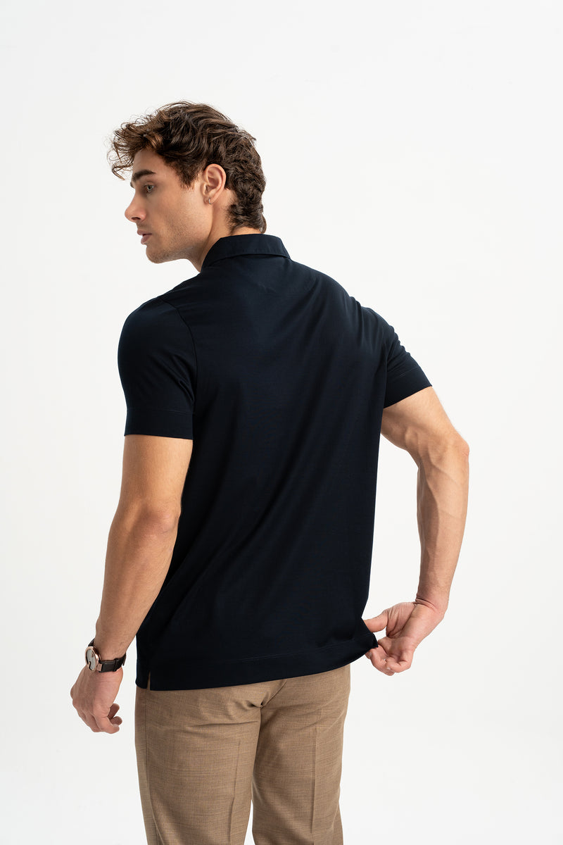 MİSVAK Lacivert Merserize Kısa Kollu Polo Shirt