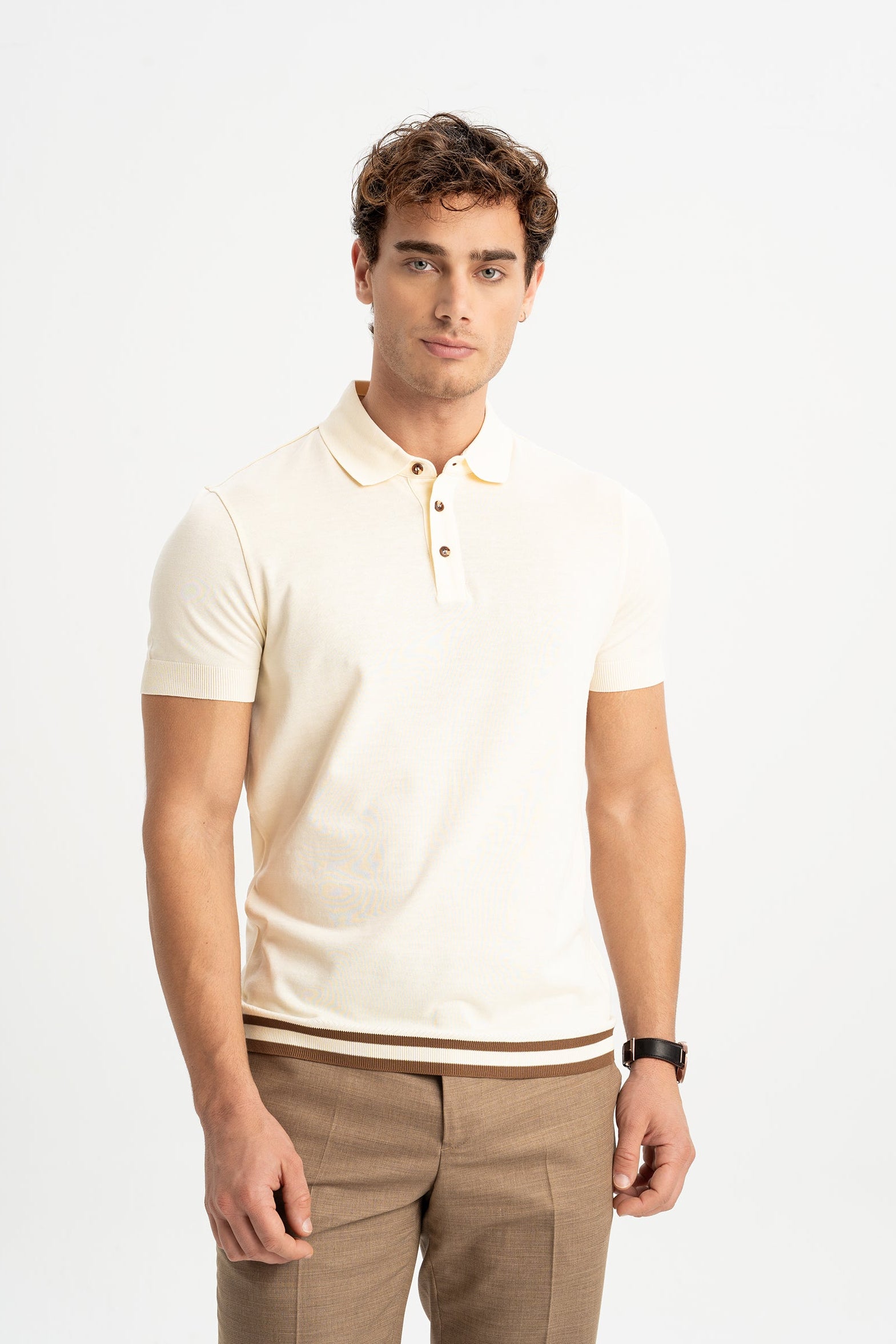 YALOVA Ekru Kısa Kollu Polo Shirt