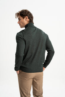 LAPSEKİ Haki Yün Balıkçı Yaka Uzun Kollu Kazak