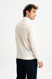 LAPSEKİ Ekru Yün Balıkçı Yaka Uzun Kollu Kazak