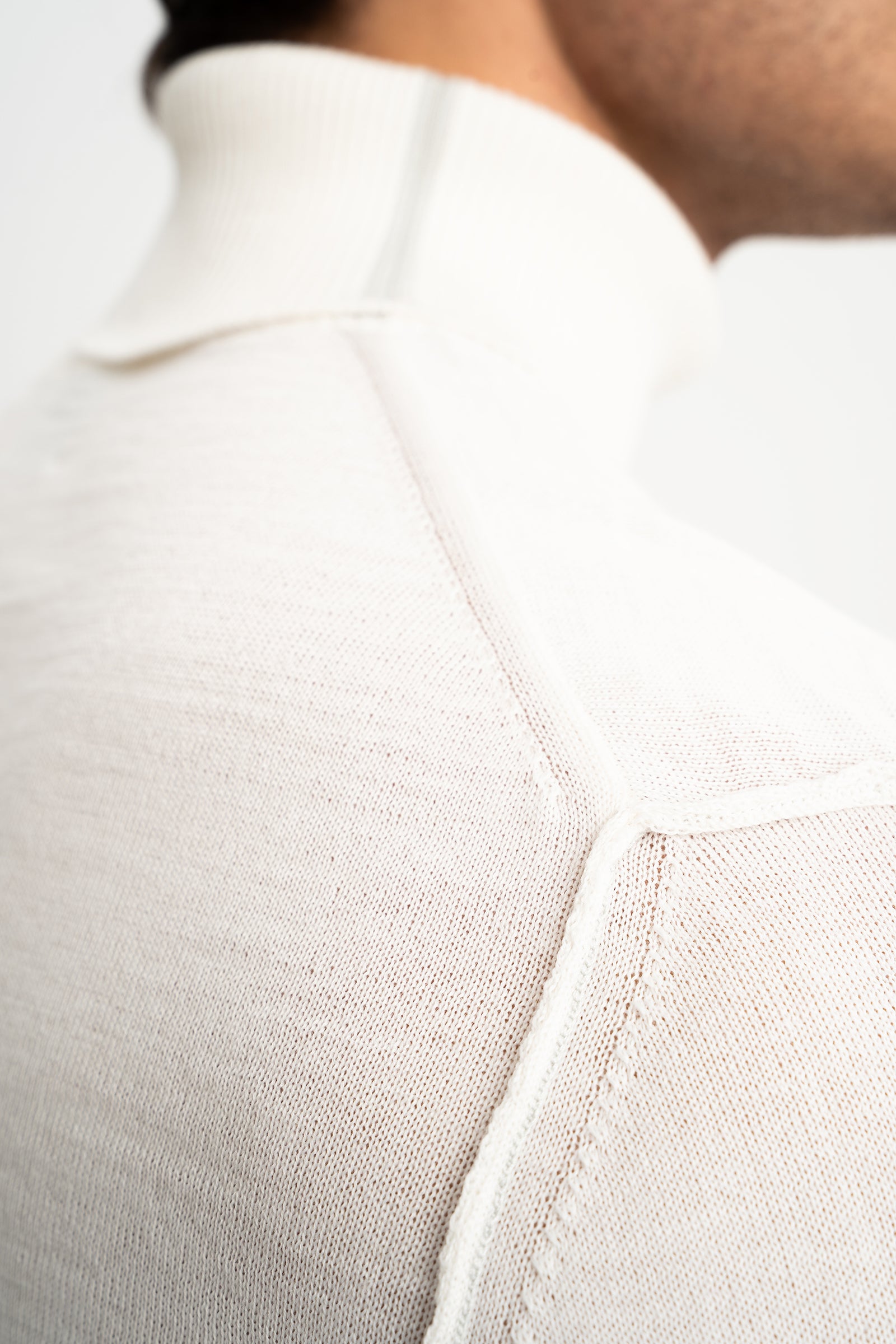 LAPSEKİ Ekru Yün Balıkçı Yaka Uzun Kollu Kazak