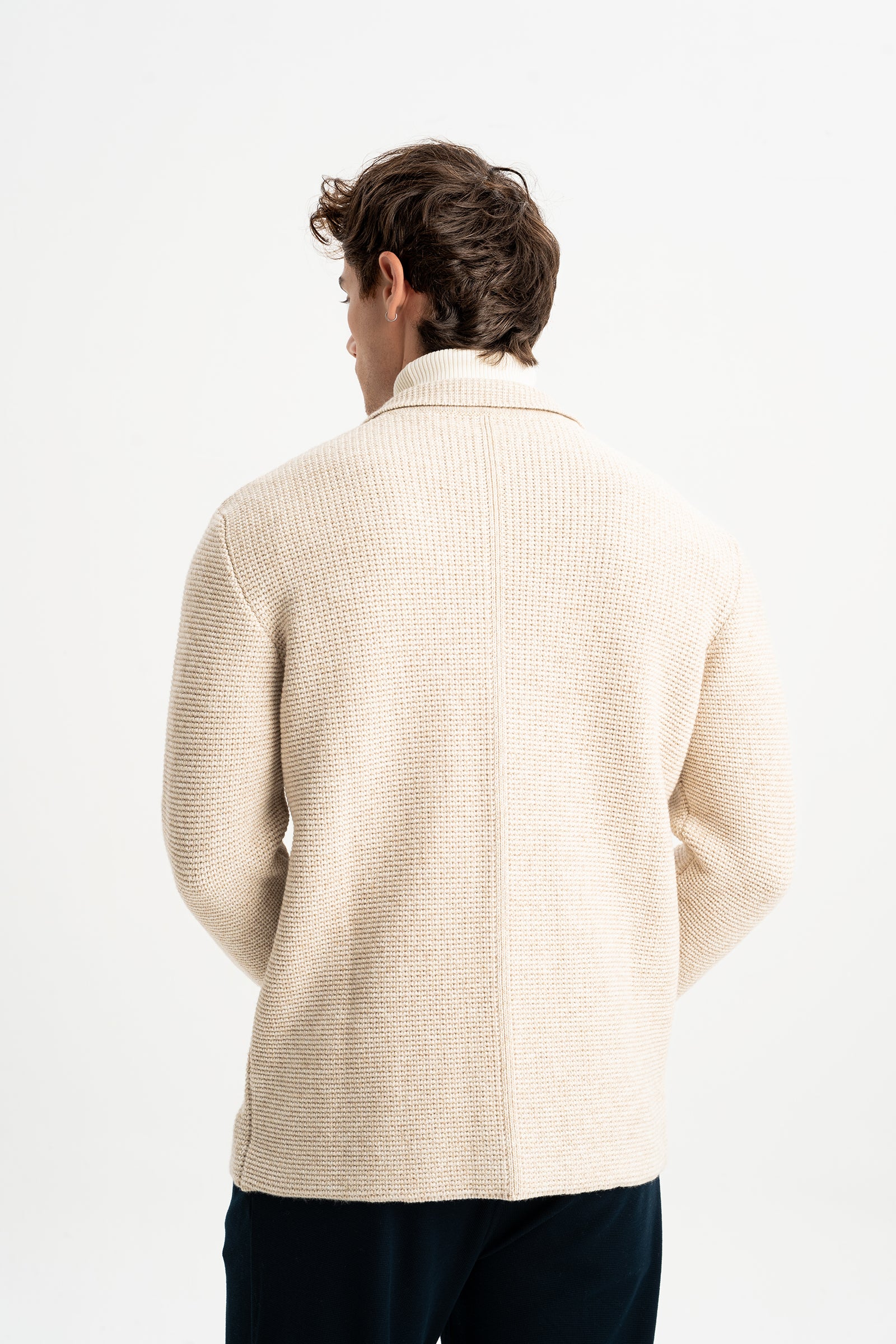 KIRCA Bej Selanik Örgülü Triko Hırka