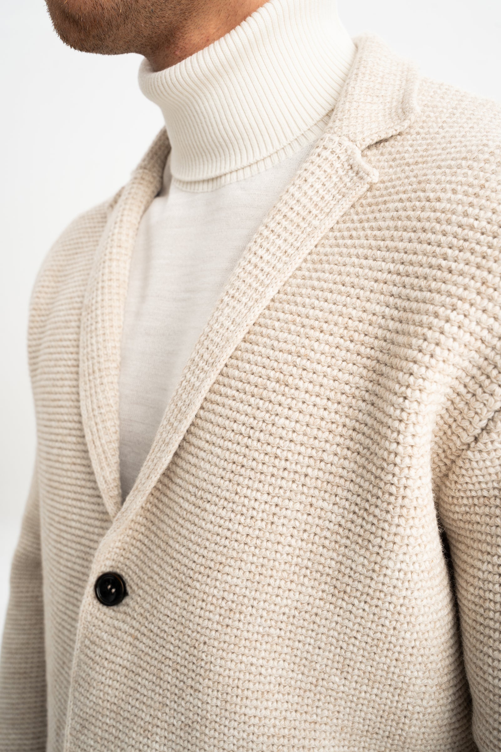 KIRCA Bej Selanik Örgülü Triko Hırka