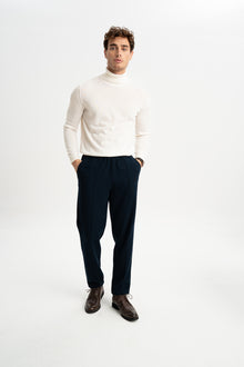 BEHRAM Lacivert Merserize Örme Pantolon