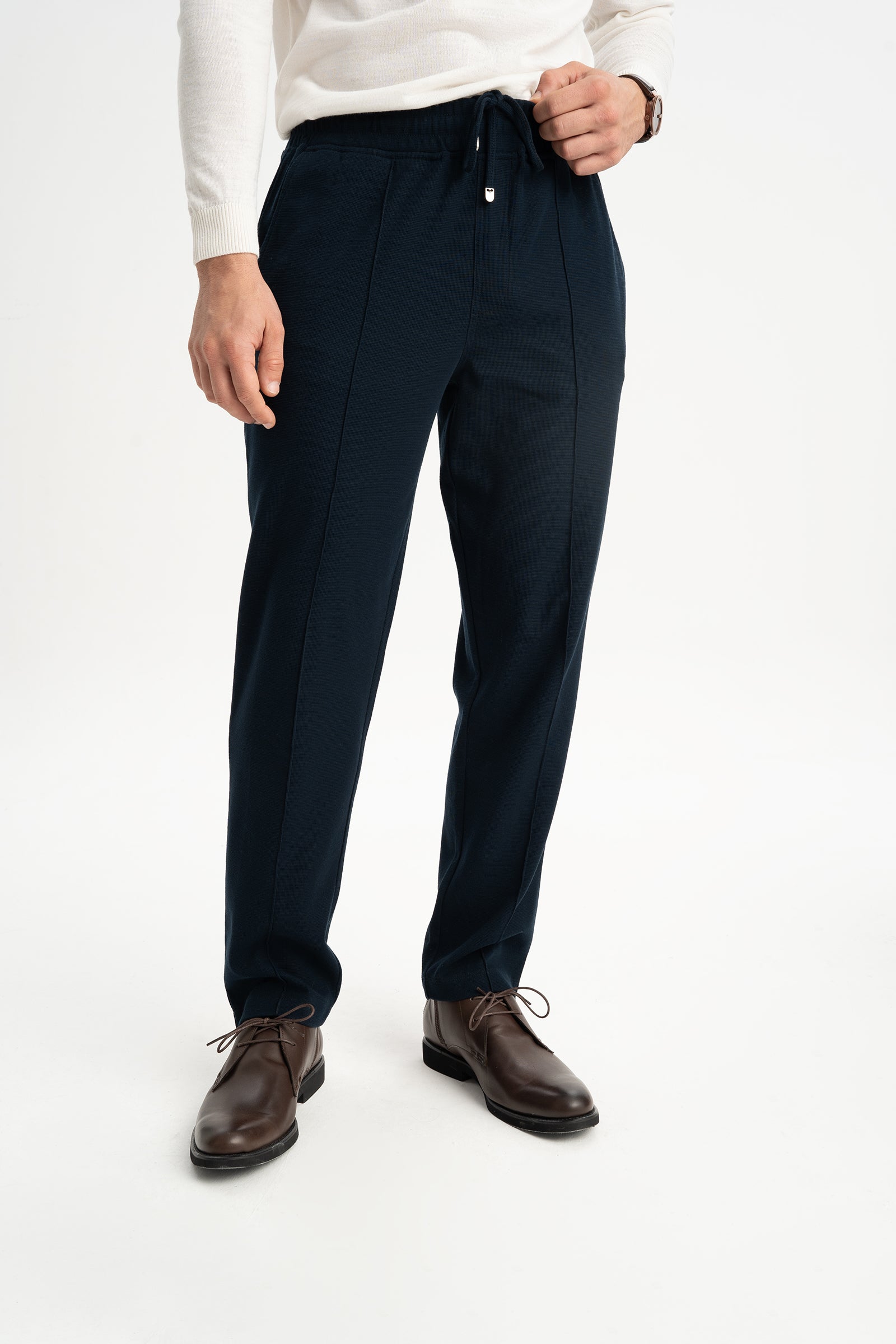 BEHRAM Lacivert Merserize Örme Pantolon