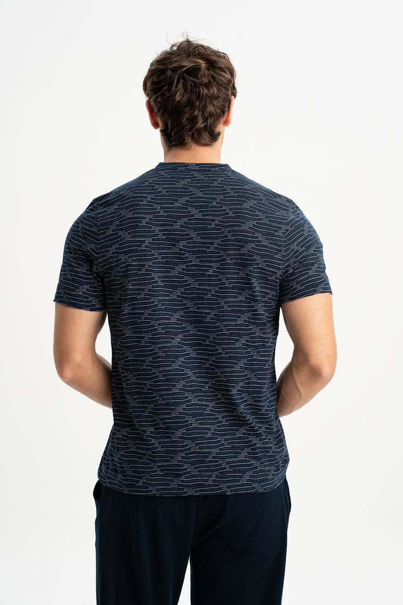 KORUCAK Lacivert Kısa Kollu Patlı T-Shirt