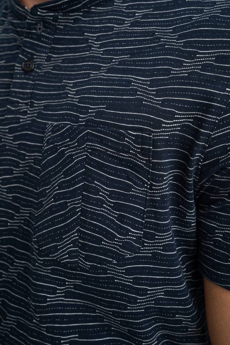 KORUCAK Lacivert Kısa Kollu Patlı T-Shirt