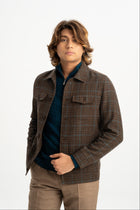 KOZLU Camel Yünlü Astarlı Kareli Ceket