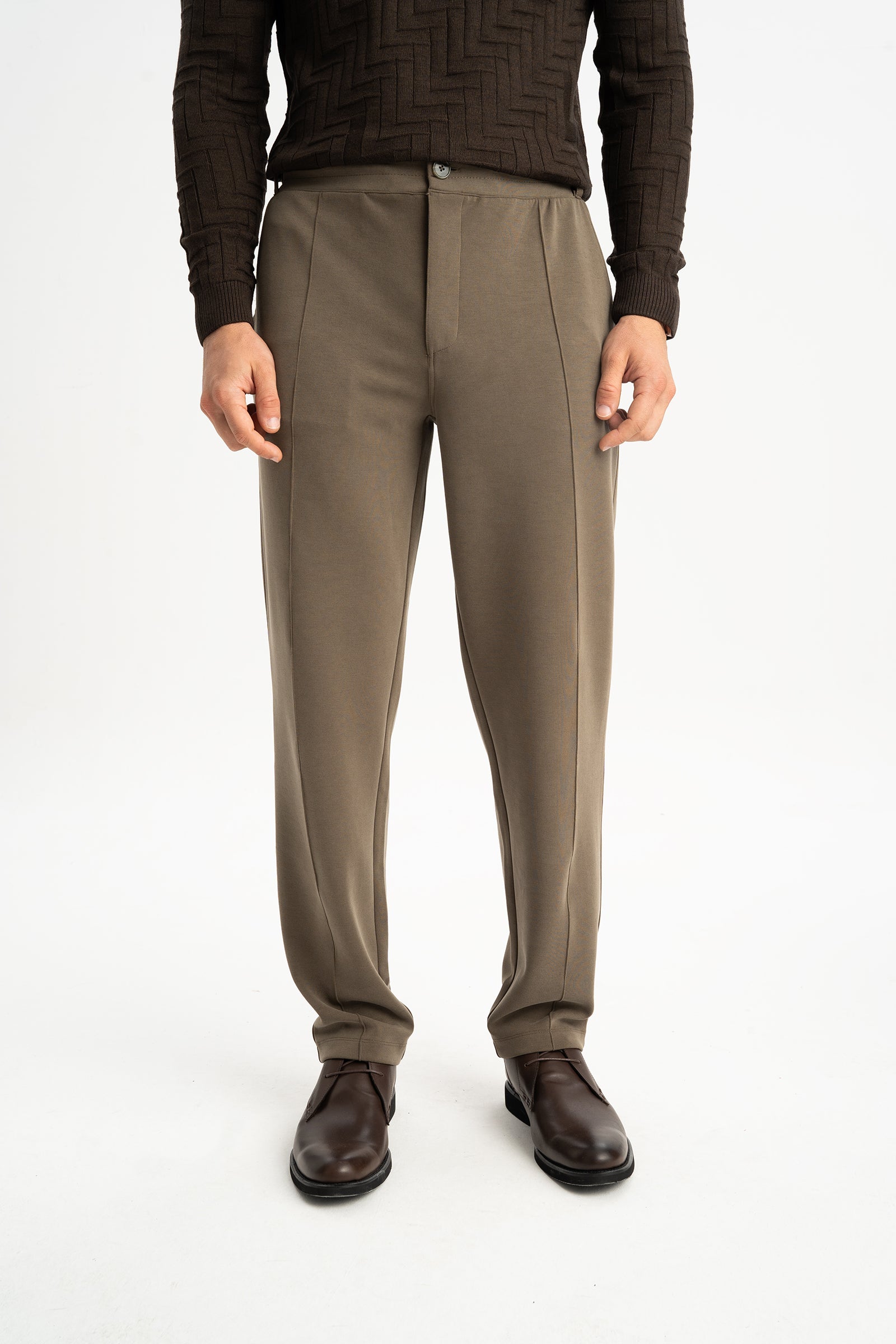 TONGURLU Açık Kahve Örme Chino Pantolon