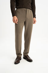 TONGURLU Light Brown Knitted Chino Trousers