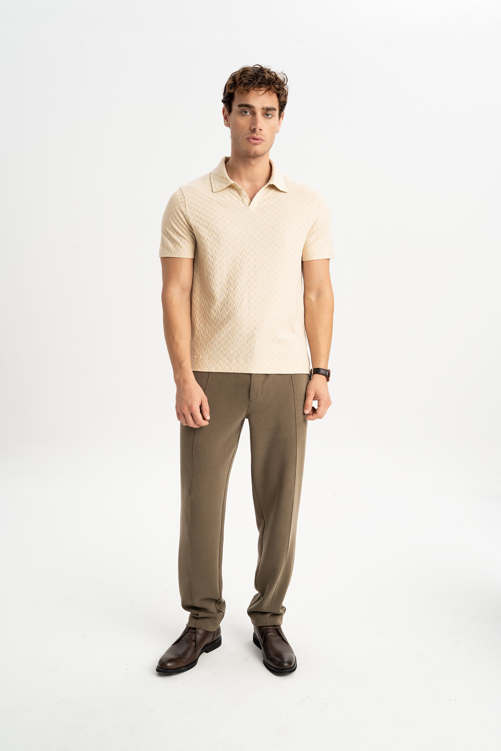 YAYKIN Krem Merserize Kısa Kollu Polo Shirt