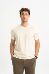 DÜMREK Ecru Mercerized Short Sleeve T-Shirt