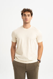 DÜMREK Ekru Merserize Kısa Kollu T-Shirt