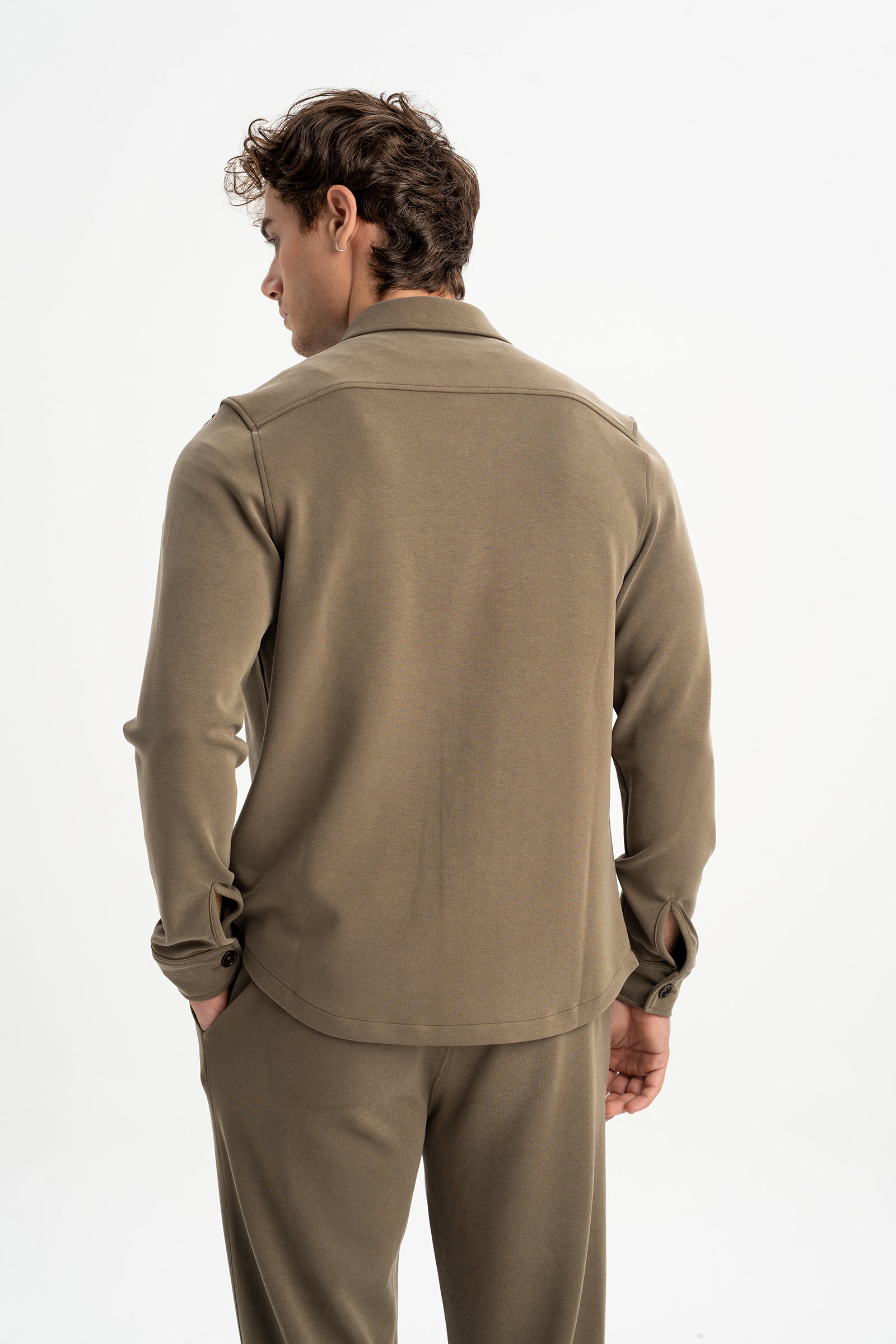 ETİLİ Açık Kahve Örme Gömlek