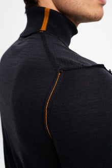 LAPSEKİ Lacivert Yün Balıkçı Yaka Uzun Kollu Kazak