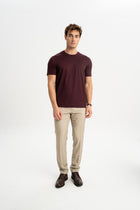 DÜMREK Bordo Merserize Kısa Kollu T-Shirt