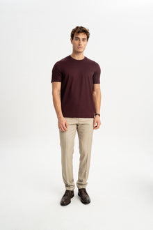 DÜMREK Bordo Merserize Kısa Kollu T-Shirt