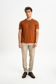 ÜVECİK Taba Merserize Kısa Kollu T-Shirt