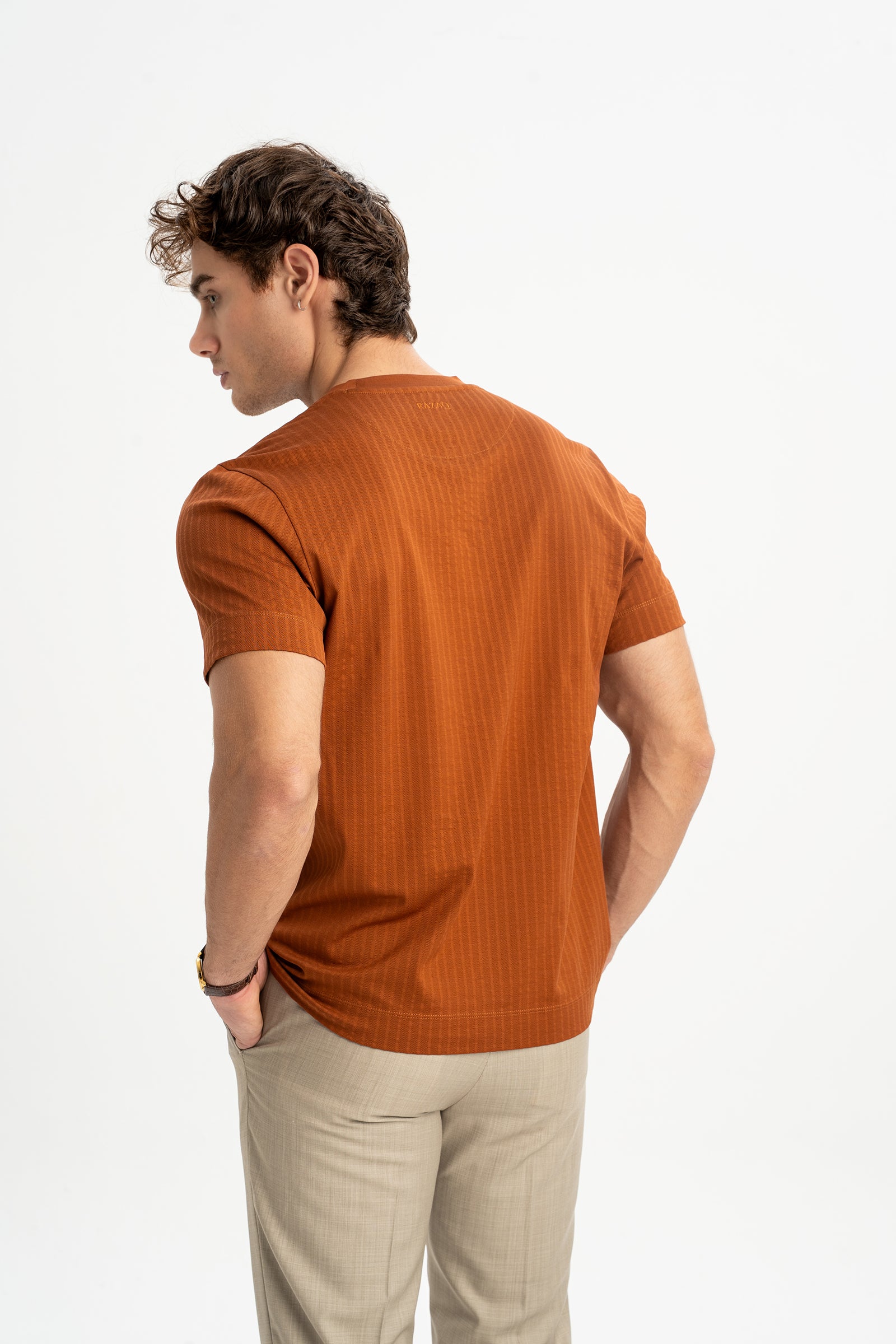 ÜVECİK Taba Merserize Kısa Kollu T-Shirt