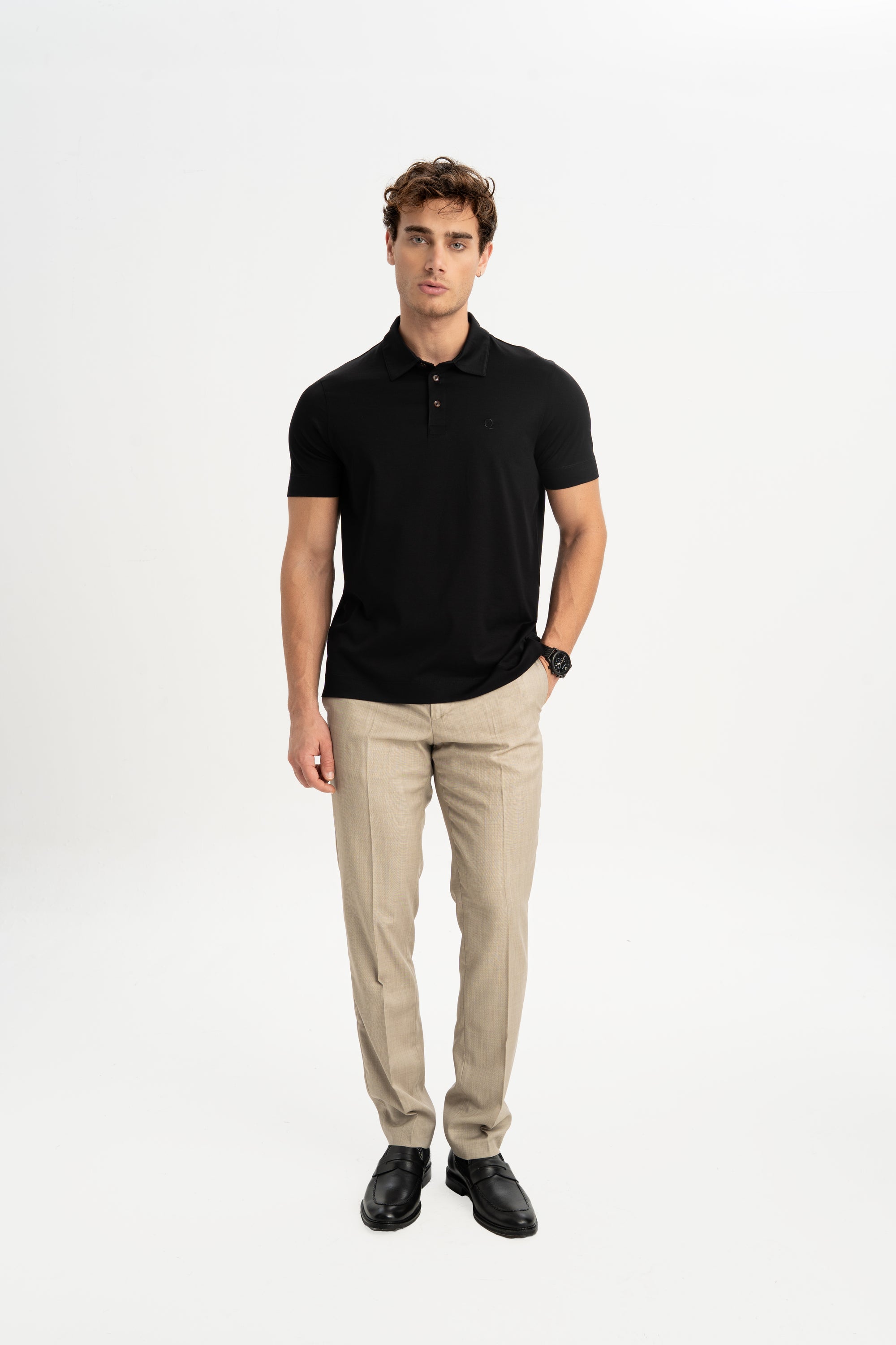 MİSVAK Siyah Merserize Kısa Kollu Polo Shirt