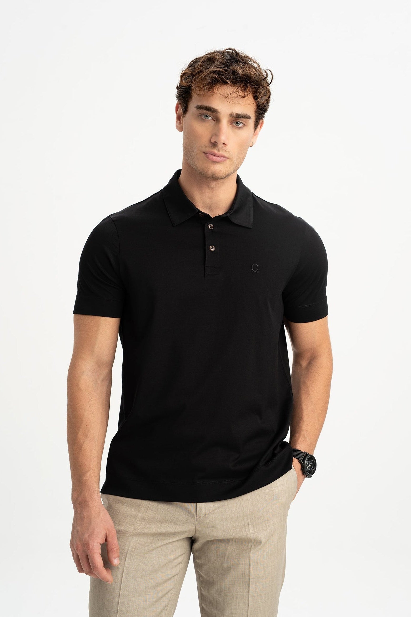 MİSVAK Siyah Merserize Kısa Kollu Polo Shirt