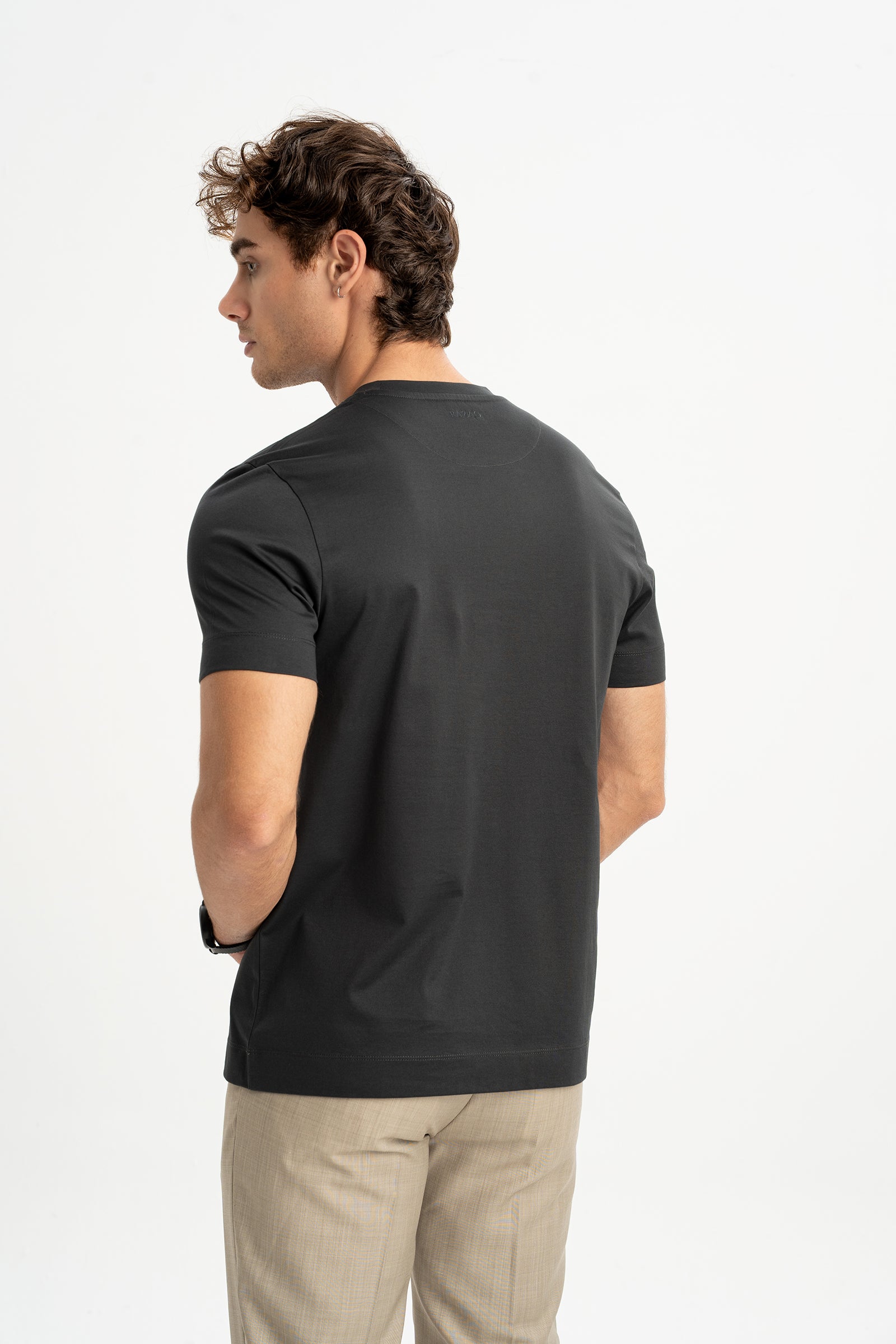 DÜMREK Antrasit Merserize Kısa Kollu T-Shirt