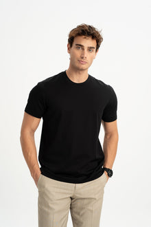 DÜMREK Siyah Merserize Kısa Kollu T-Shirt