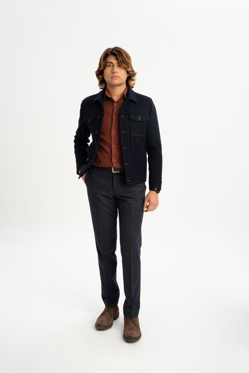 ASSOS Lacivert Yünlü Astarlı Ceket