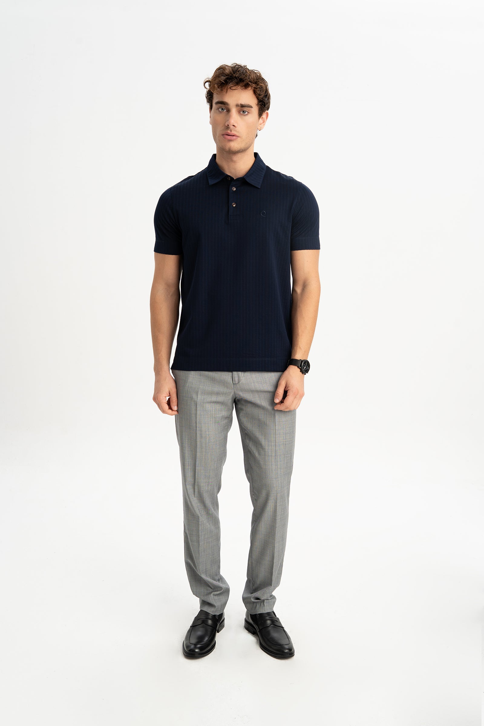 BELEN Lacivert Merserize Kısa Kollu Polo Shirt