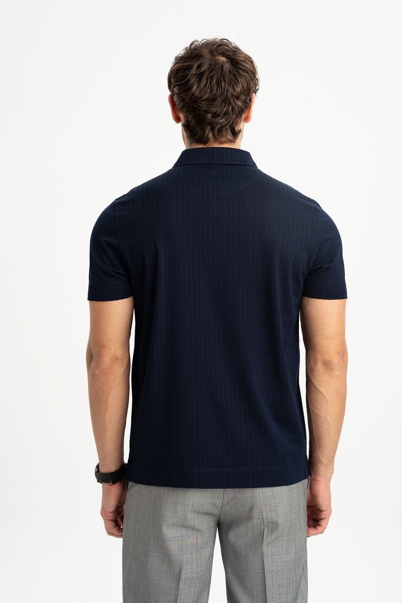 BELEN Lacivert Merserize Kısa Kollu Polo Shirt