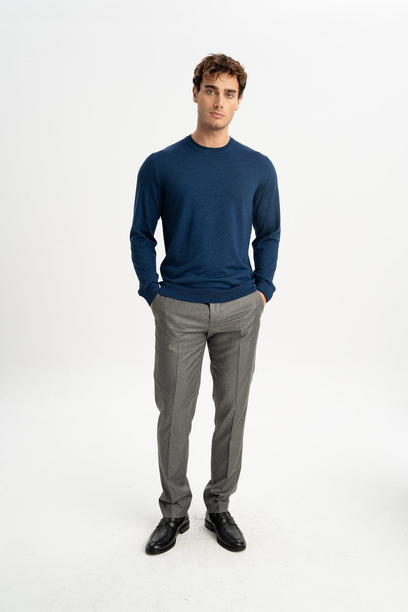 BABAKALE Indigo Özel Karışım İtalyan İplik Triko Kazak