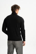 LAPSEKİ Siyah Yün Balıkçı Yaka Uzun Kollu Kazak