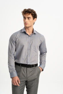 YENİCE Lacivert Sarı %100 Pamuk İpliği Boyalı Gömlek