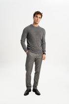 GÜNEYLİ Antrasit Yün Karışımlı Bisiklet Yaka Jakarlı Triko Kazak