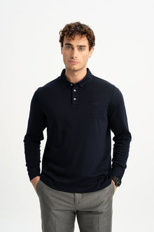 DALYAN Lacivert Merserize Uzun Kollu Polo Shirt