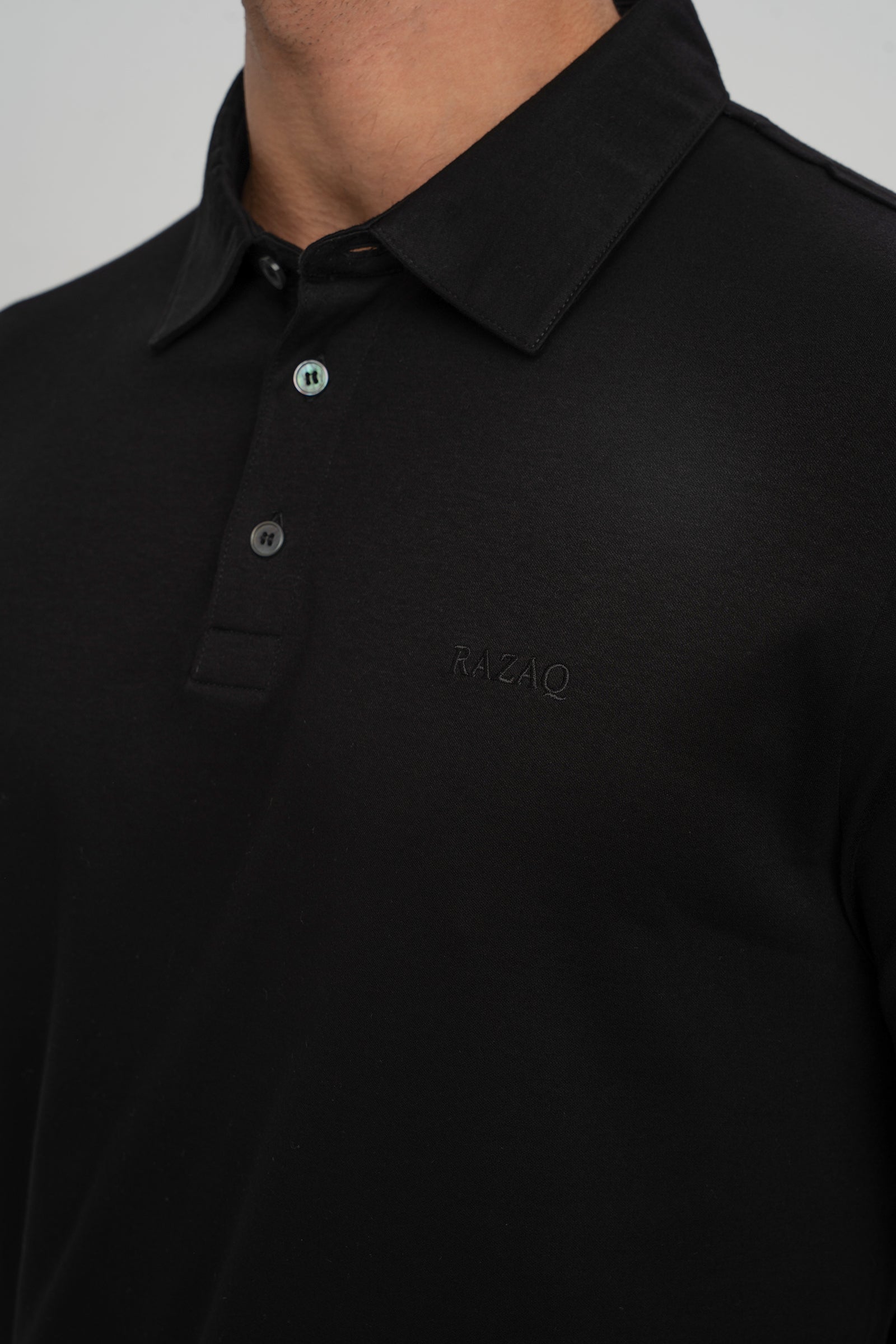 DALYAN Siyah Merserize Uzun Kollu Polo Shirt