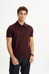 MİSVAK Burgundy Mercerized Short Sleeve Polo Shirt