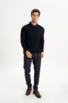 BOZALAN Lacivert Merserize Uzun Kollu Polo Shirt