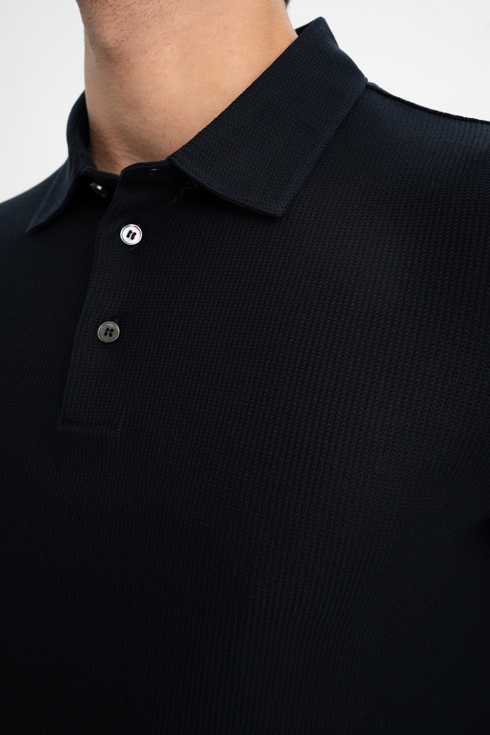 BOZALAN Lacivert Merserize Uzun Kollu Polo Shirt