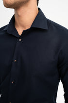 DERENTİ Lacivert %100 Pamuk Petek Dokulu Gömlek